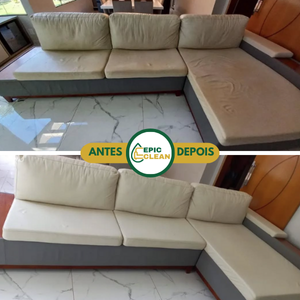 Antes e depois sofá
